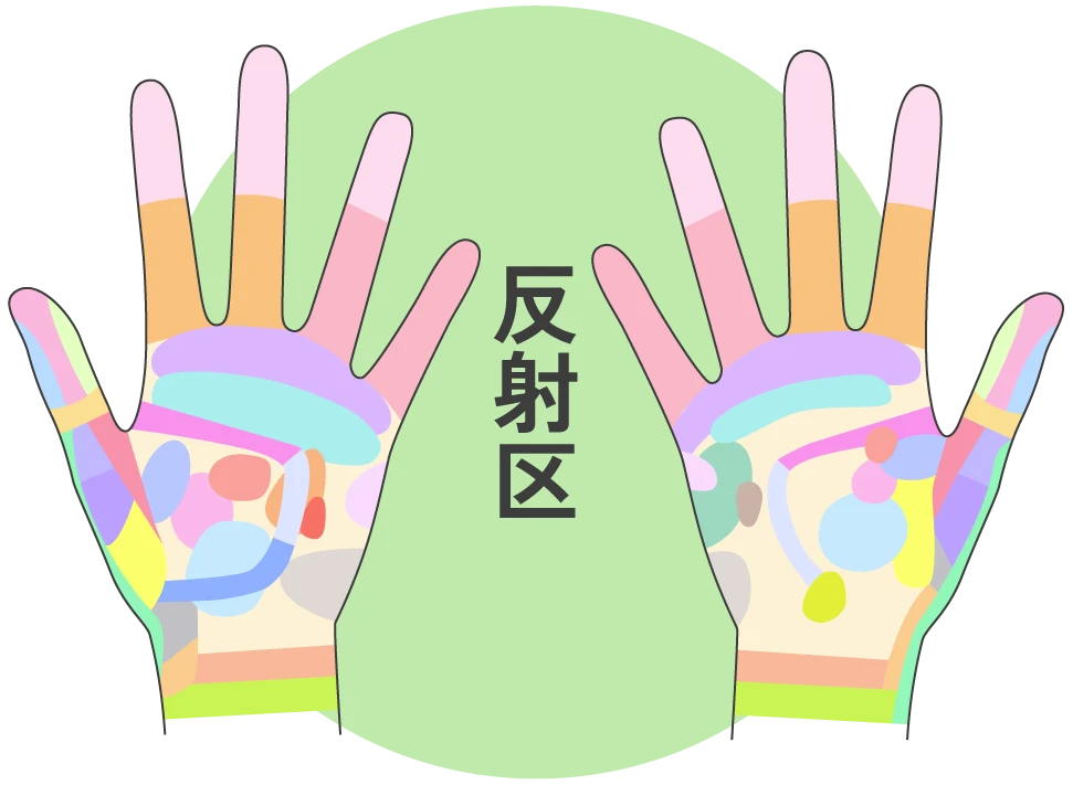 手のひらの反射区の図解